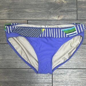 New 24th & Ocean XL Swimsuit Bikini Bottoms Purple Multi Fold Over Waistband